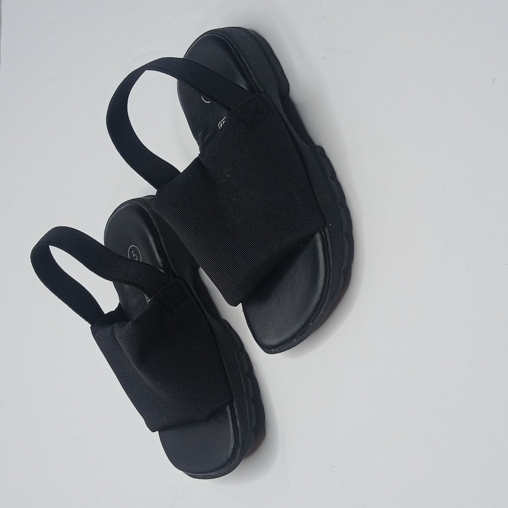 Black fabric‎ slingback slide sandal